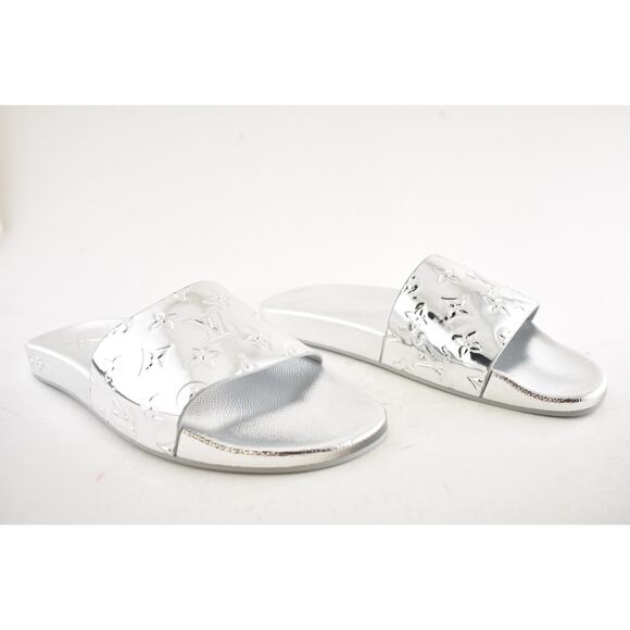 Louis Vuitton Waterfront Mule Chrome Mirror Silver LV Slide Sandal UK 9 US 10 11 - Picture 3 of 14